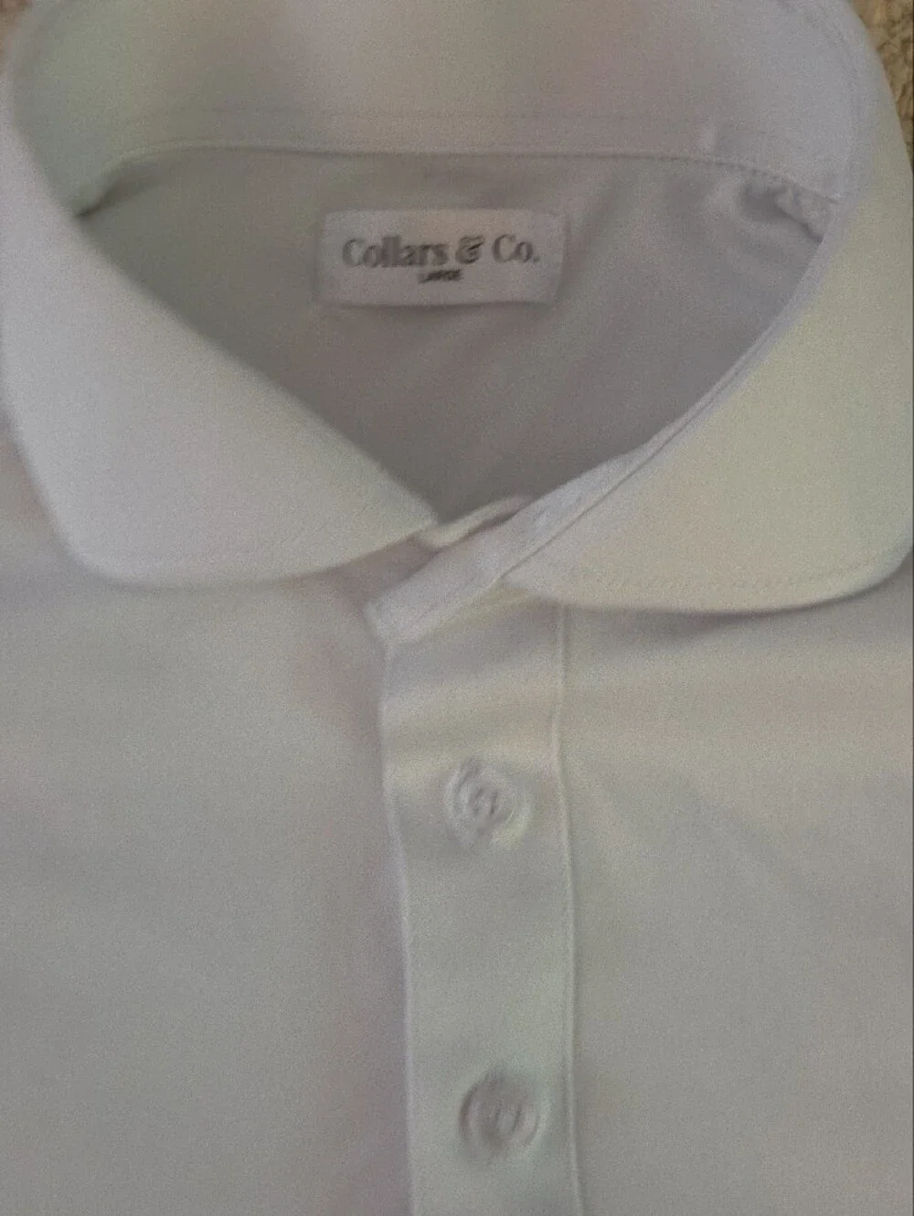 Collars & Co Men's Large White Short Sleeve Dress Collar Polo Shark Tank - Picture 3 of 7